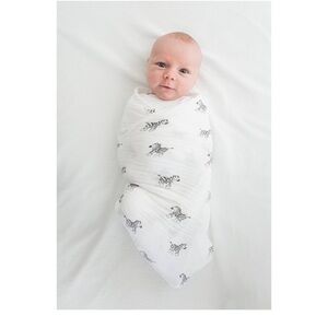 AMAZING BABY Zebra Print White Muslin Newborn Swaddle Cotton Blanket